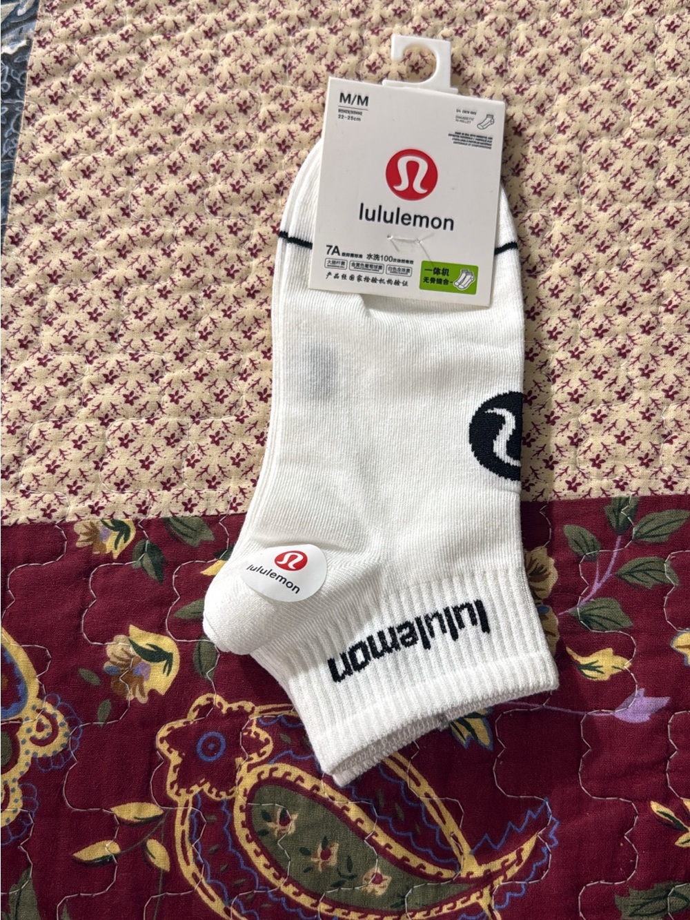 lululemon athletica White  Athletic Socks with Black Logo
